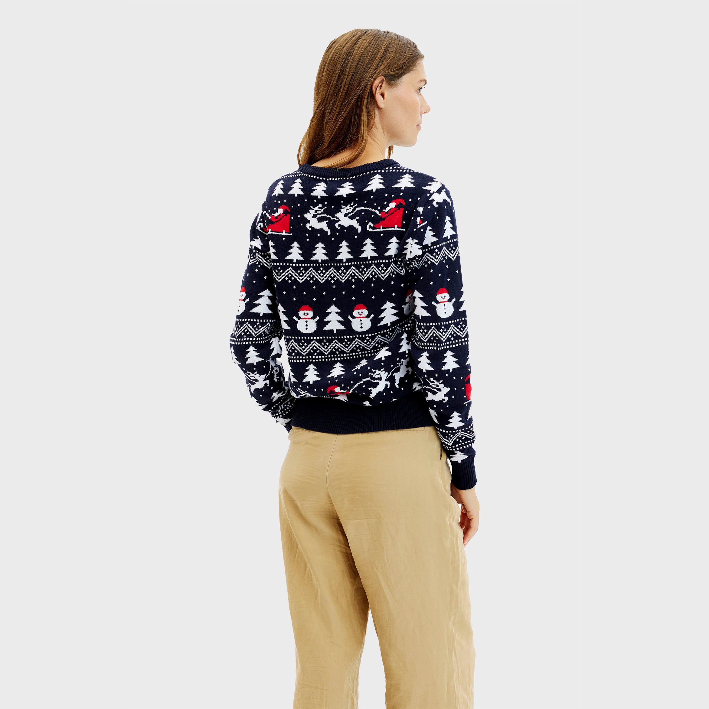 De Stijlvolle Kersttrui Navy - Dames.